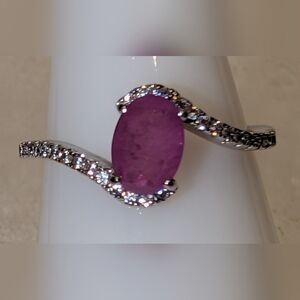 *BP #2151 Natural Fusion Purple Quartz Rhodium Band. Ring Size 6 BRAND NEW